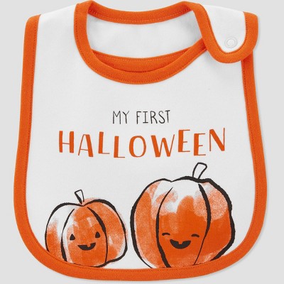 Image of Carter's Just One You® Baby 'First Halloween' Bib - Orange/White