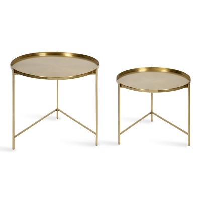 Ulani Gold Round Iron Nesting Cocktail Tables, Set of 2