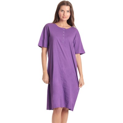 Just Love Womens Nightgown - Short Sleeve Henley Oversized Sleepwear ...