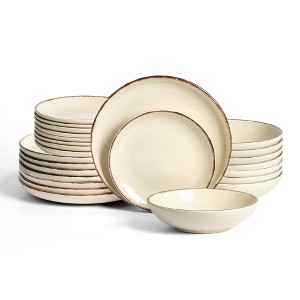 Earth & Clay 24pc Heath Stoneware Dinnerware Set Coffee - 1 of 4