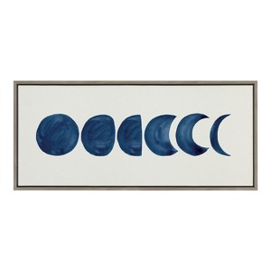 Kate and Laurel Sylvie Linear Moon Phases Framed Canvas by Teju Reval of SnazzyHues, 18x40, Gray - 1 of 4