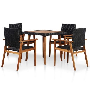 vidaXL 5 Piece Patio Dining Set Poly Rattan Black and Brown - 1 of 1