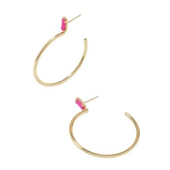 Kendra Scott Emma 14k Gold Over Brass Hoop Earrings - Rose Quartz