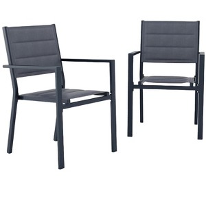 Aluminum Stackable Patio Dining Chairs Set of 2,Stacking Outdoor Dining Chairs for All Weather with Textilene Farbic for for Outdoor, Patio, Deck - 1 of 4