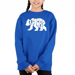 LA Pop Art Explore - Girl's Word Art Crewneck Sweatshirt - 1 of 4