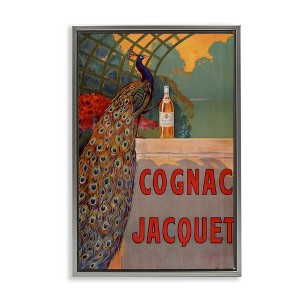 Stupell Industries Vintage Cognac & Peacock Black Framed Floater Canvas Wall Art - 1 of 4