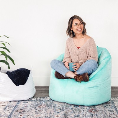 Mint Plush Vinyl Bean Bag Chair with Removable Cover