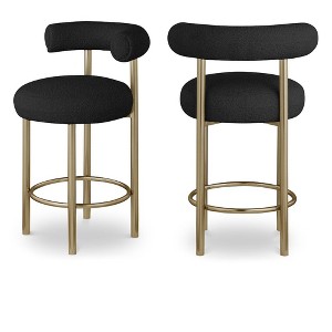 Meridian Furniture,Bordeaux Black Boucle Fabric Stool, Set of 2 - 1 of 4