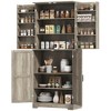 HOMCOM 72" Farmhouse Kitchen Pantry Cabinet, Tall Storage Cabinet with 4 Barn Doors, 4 Adjustable Shelves, 8 Door Shelves, Gray Wash - 4 of 4