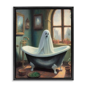 Stupell Industries Ghost Bathing in Tub Floating Frame Canvas Art - 1 of 4