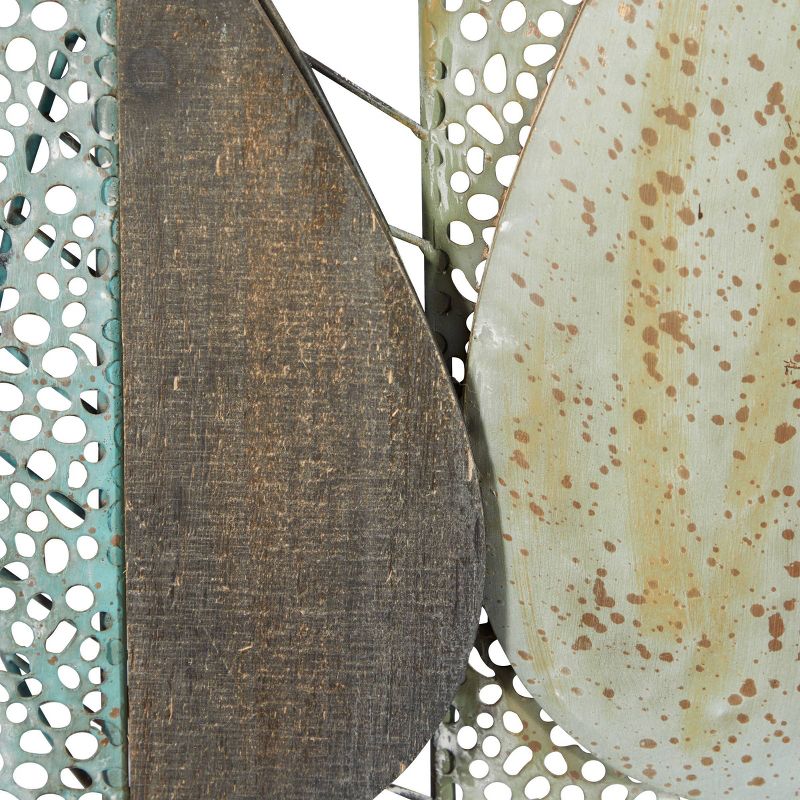 Metal Leaf Varying Texture Wall Decor with Wood Frame Brown - Olivia &#38; May, 4 of 23