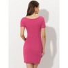 Allegra K Women's Knit Slim Fit Ruched Drawstring Tie Front Casual Mini Bodycon Dress - 4 of 4