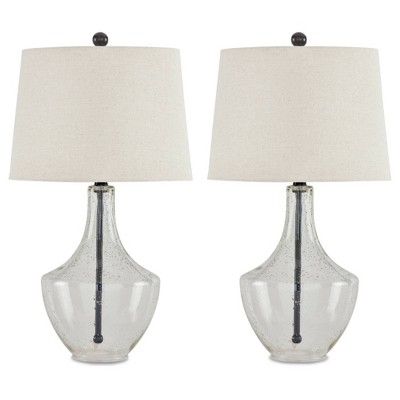 Gregsby Black Metal and Glass Table Lamp Set