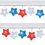 Collections Etc Patriotic Stars LED Battery Operated Outdoor String Lights
