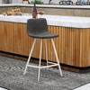 LeisureMod Elland Leather Bar Stool – Modern Counter Height Stool with White Stainless Steel Legs for Kitchen Island or Home Bar Set of 2 - 3 of 4