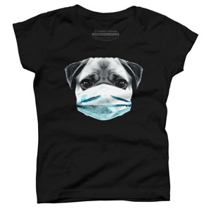 Girl's Design By Humans Masked Pug By clingcling T-Shirt - 1 of 3