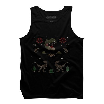 Men's Design By Humans Ugly Dino Christmas Sweater By AnotheHero Tank Top