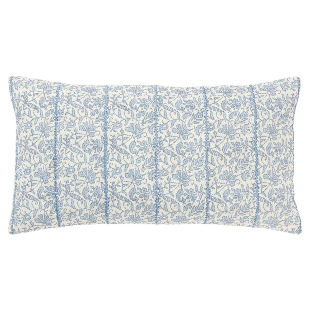 Photos - Pillowcase 14"x26" Oversized Botanical Lumbar Throw Pillow Cover Blue - Rizzy Home