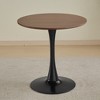 Vynxaria 31.5" Walnut Round Tulip Dining Table ¨C Mid-Century Pedestal Design for Small Spaces - 2 of 4