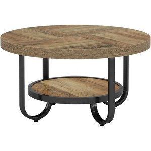 Tribesigns 31.1-Inch 2-Tier Round Coffee Table with Storage Shelf,  Industrial Center Table Cocktail Tea Table with Sturdy Curved Metal Legs - 1 of 4