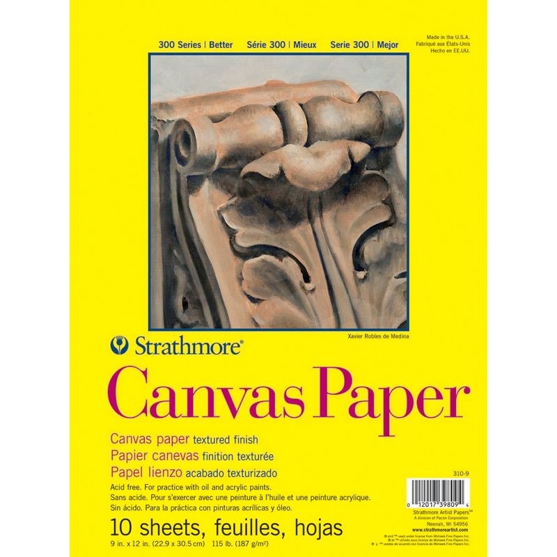 Strathmore 300 Series White Canvas Paper Pad, 9 x 12 Inches, 1 of 2