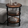 3-Tier Round Side Table，Small Corner Table with Storage Shelves,for Bedroom, - 2 of 4