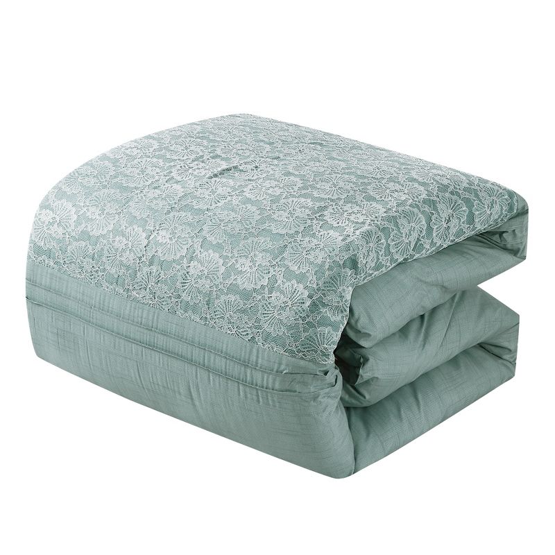 Esca Brenda Warm & Cozy 7 Piece Comforter Set: 1 Comforter, 2 Shams, 2 Cushions, 1 Breakfast Pillow, 1 Decorative Pillow - Green, 5 of 6