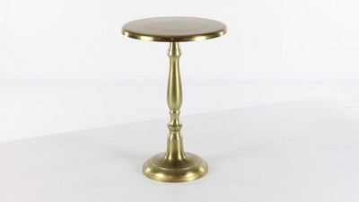 Gold Aluminum Round Pedestal Accent Table, 19"