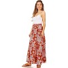 Women's 2023 Maxi Skirt - Flowy A-Line Summer Skirt with Elastic High Waist (Reg & Plus Size) Red Paisley - 2 of 4