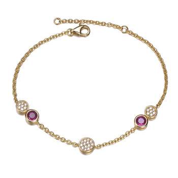 Guili 14K Gold Plated Bracelet with Ruby Cubic Zirconia Stones