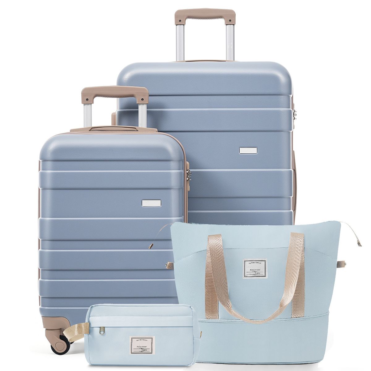 Polibi Luggage Set 4 Piece, 20 Inch Carry-On and 28 Inch Checked Suitcase, a Travel Duffle Bag, Wet-Dry Toiletry Bag - thumbnail 8