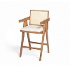 HDZNVF Set of 2 Cream Woven Cane Plastic Backrest Bar Stool, Foam Padded Fabric Seat - 4 of 4