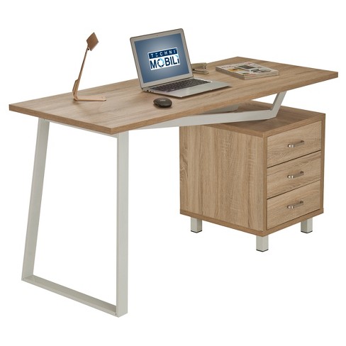 Modern Office Desk with Storage Gray - Techni Mobili