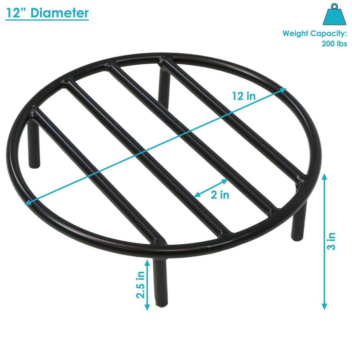 Sunnydaze Outdoor Heavy-Duty Steel with High-Temperature Finish Round Fire Pit Firewood Log Grate - Black - thumbnail 4
