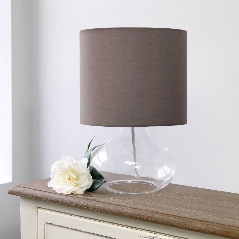 Clear Glass Raindrop Table Lamp with Fabric Shade Gray - Simple Designs, 6 of 11