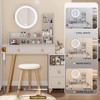 FONTOI 31.5"W/36.3"W Makeup Vanity Table Desk with Stool Capacity Storage Cabinet 5 Drawers for Woman Bedroom Dressing Room, White - 2 of 4