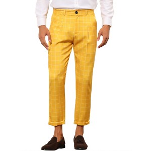 Lars Amadeus Men's Plaid Slim Fit Ankle Length Tapered Cropped Trousers - 1 of 4