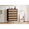 Rattan 5/6 Drawer Dresser for Bedroom, Large Double Dresser with Deep Drawers, Chest of Drawers for Closet with Wide Top - 4 of 4