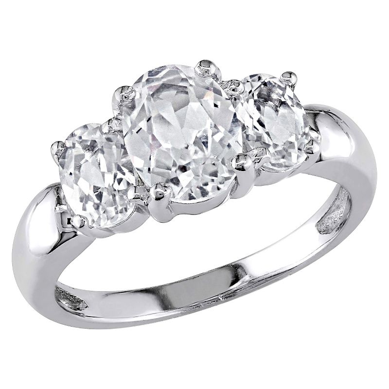3 1/2 CT. T.W. Simulated White Sapphire 3 Stone Ring in Sterling Silver, 1 of 5