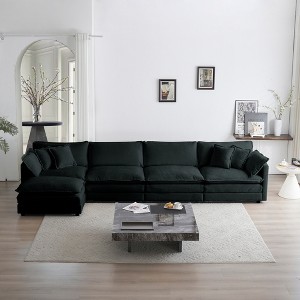GDFStudio Hope Modern 146.5" Chenille 4-Seat Sectional Sofa with Pillows - 1 of 4