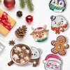 6 Packs Christmas Rhinestones Art Coasters with Holder Snowman Gingerbread Man Penguin Santa Claus Pattern Gift Non Slip Acrylic Cup Coaster 5D DIY - 4 of 4