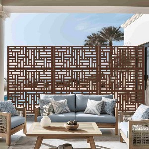 Lirago Metal Outdoor Privacy Screen Freestanding Patio Decorative Screens - 72"x47", Brown - 1 of 4