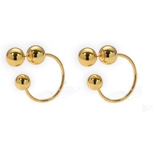 14K Gold Plated Chunky Dangle Hoop Earrings for Women | Medium Thick Huggie Statement Jewelry - 1 of 4