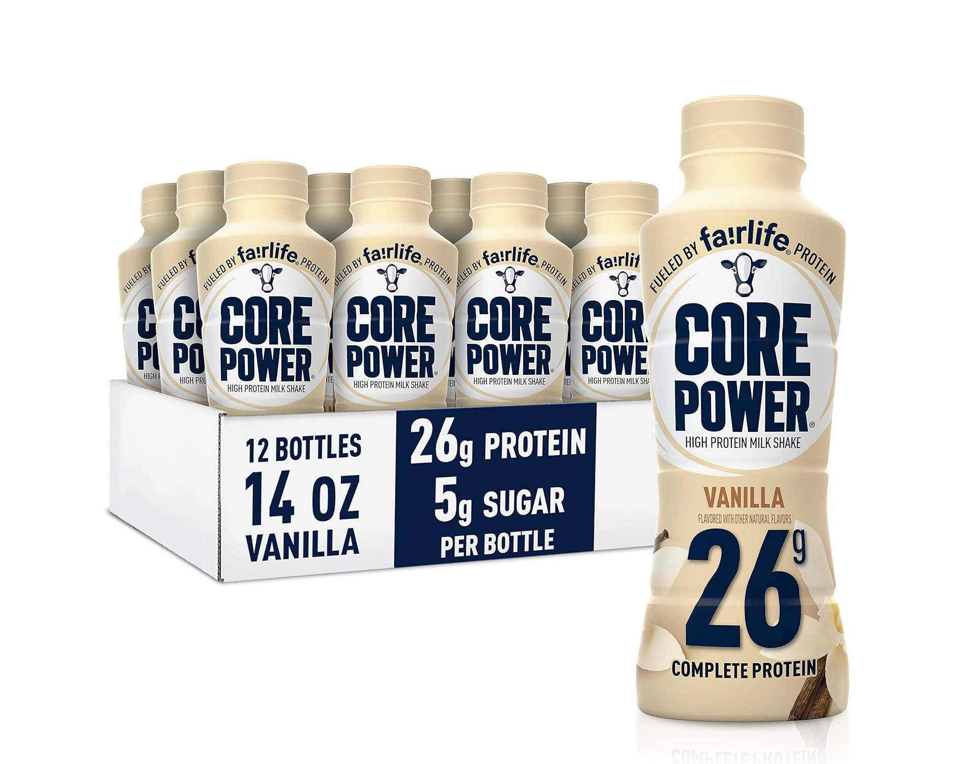 Core Power Protein Shake 26g Complete Protein 12 Pack Ready-to-Drink Recovery Drink with Real Milk Proteins, Vanilla Flavor, 14oz Bottle