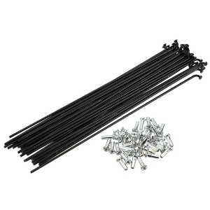 Unique Bargains 14G J Bend Bike Bicycle Spokes With Nipples Steel Black 40 Pcs - 1 of 4
