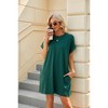Womens Crew Neck T Shirt Dress Summer Shift Dress Basic Comfy A Line Lounge Dress V Neck Solid Pajama Dress Short Sleeve Nightgowns - 4 of 4