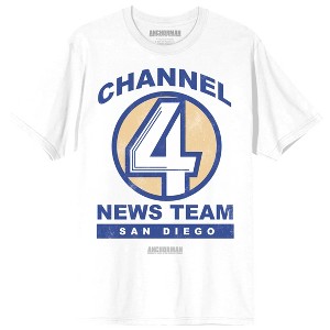 Anchorman Channel 4 News Team San Diego Adult White Crew Neck Short Sleeve T-shirt - 1 of 4
