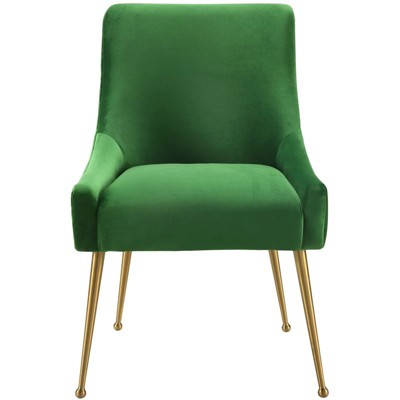 Elegant Green Velvet Upholstered Side Chair with Gold Metal Legs