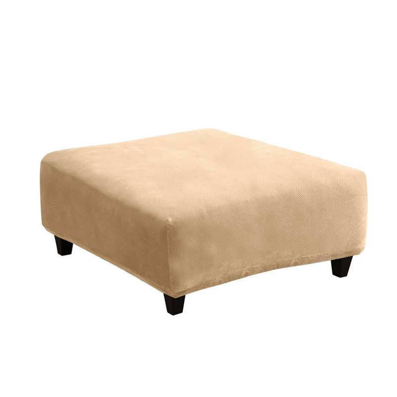 Stretch Pique Large Ottoman Slipcover - Sure Fit, 3 of 5