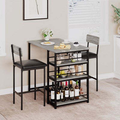 Bar Stools Set of 2, Kitchen Bar Stools with Footrest, Upholstered Bar Chairs with Back, Counter Height Bar Stools for Counter Bar